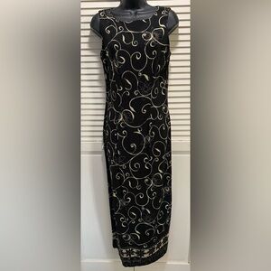 All That Jazz Black Tan Paisley Sleeveless Slit Zip Dress Size‎ 9/10